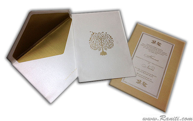 Luxury Foil Print Custom Invitation Card with Multiple Pastel Inserts | White Wedding Invitation Card AM-393  Raniti LLC - Custom Invitations & Stationery