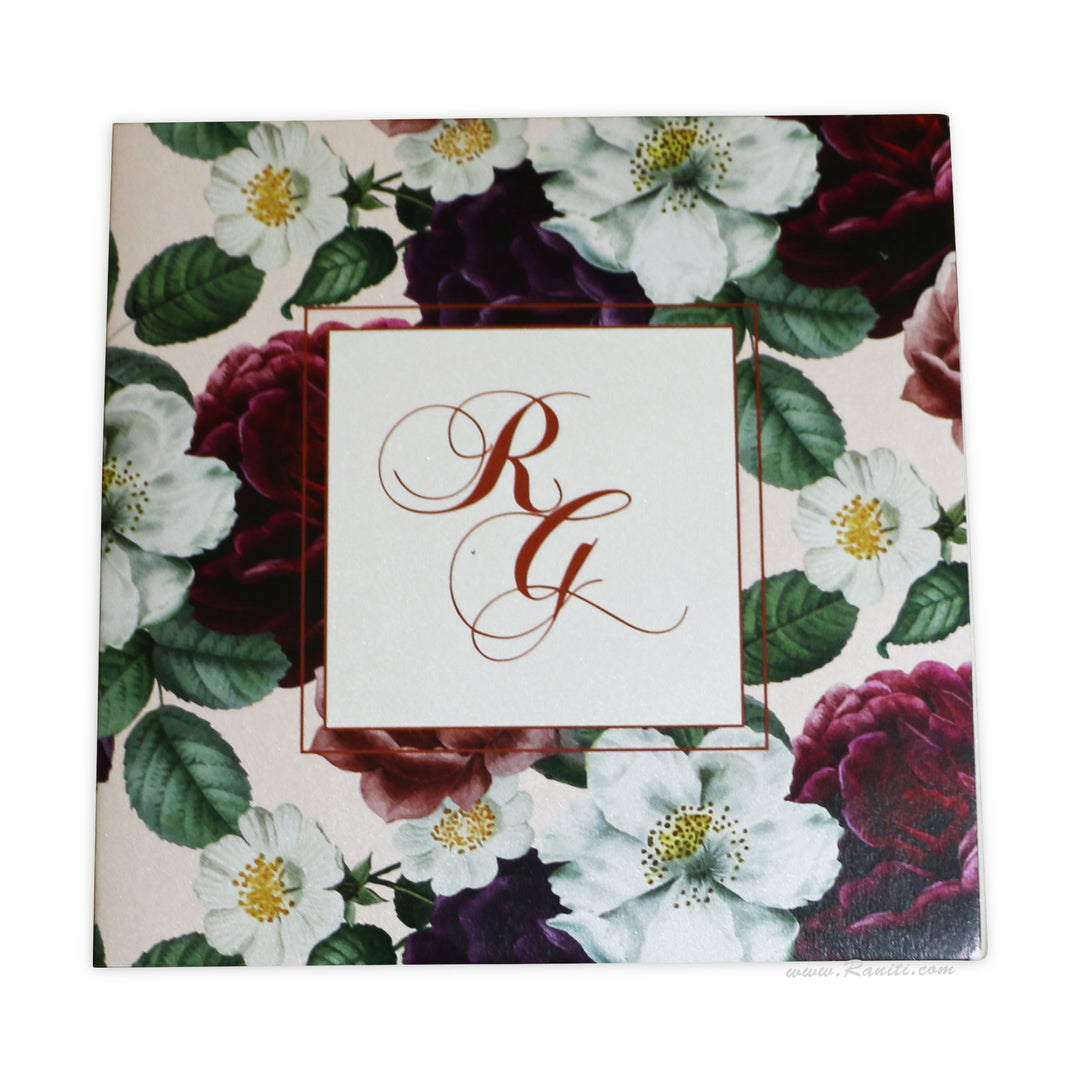 Vintage Floral Print Classic Custom Wedding Invitation Card | Flower Print Custom Invitation Card with Multiple Inserts AM-394  Raniti LLC - Custom Invitations & Stationery