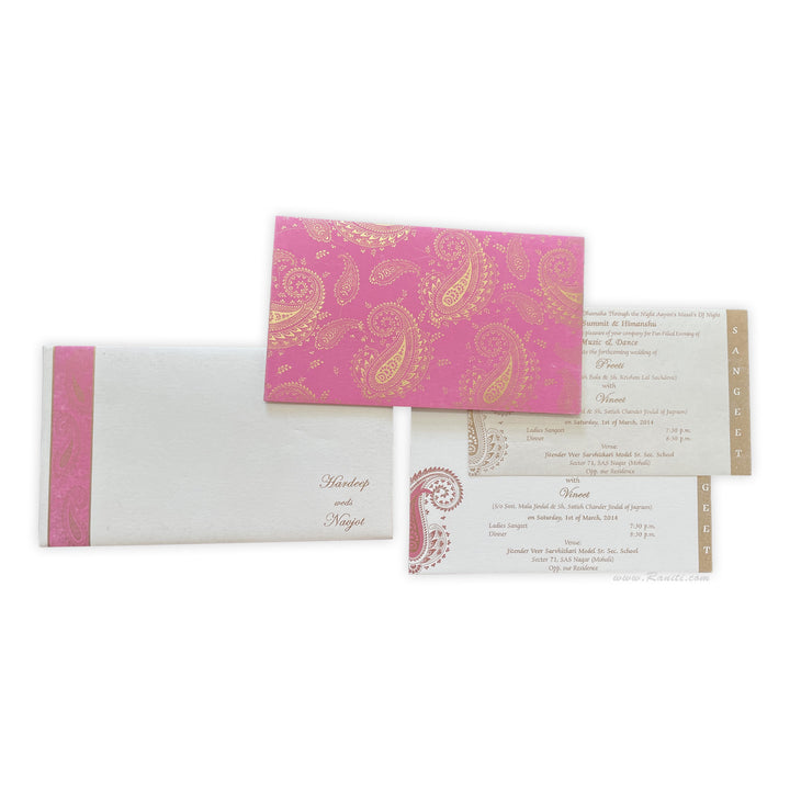 Pink and White Square Custom Wedding Invitation card with Inserts AM-40  Raniti LLC - Custom Invitations & Stationery