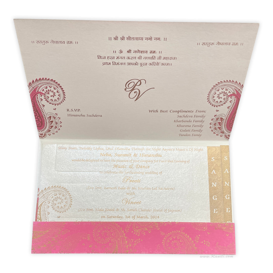 Pink and White Square Custom Wedding Invitation card with Inserts AM-40  Raniti LLC - Custom Invitations & Stationery