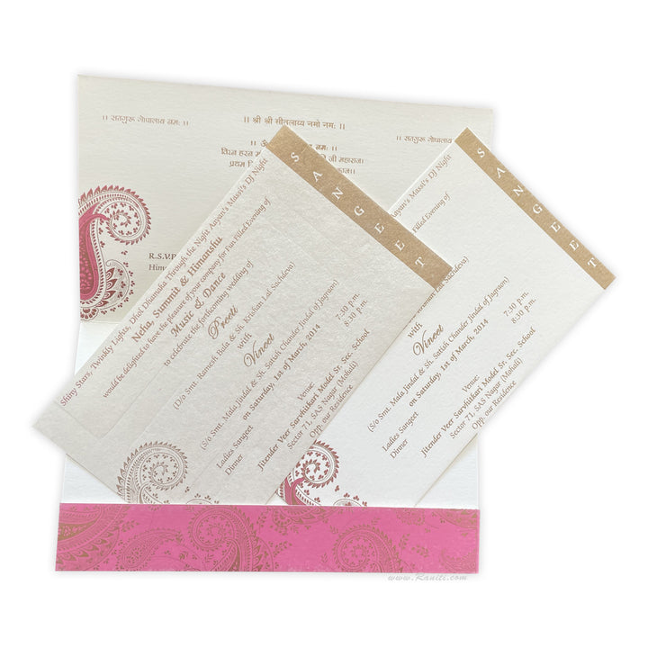 Pink and White Square Custom Wedding Invitation card with Inserts AM-40  Raniti LLC - Custom Invitations & Stationery