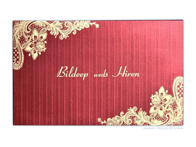 Red Rectangle Wedding Custom Invitation Card, Custom Red Invitations with Multiple Inserts AM-416  Raniti LLC - Custom Invitations & Stationery