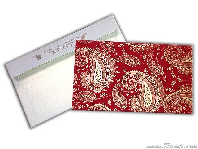 Orange and White Paisley Theme Custom Wedding Invitation card with Stones and Multiple Inserts AM-41  Raniti LLC - Custom Invitations & Stationery