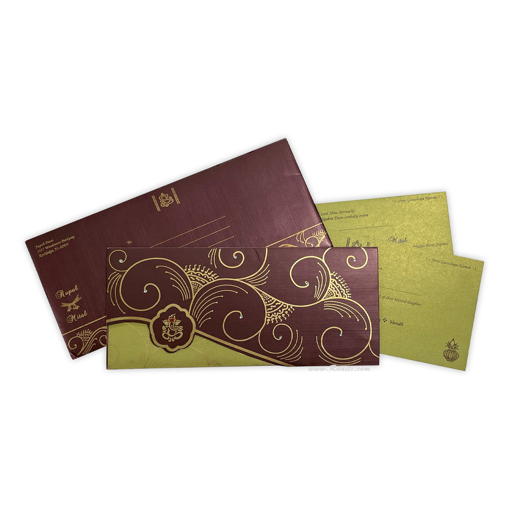 His and Her Purple and Golden Custom Invitation Card, Bride & Groom Set Custom Invitation AM-422  Raniti LLC - Custom Invitations & Stationery