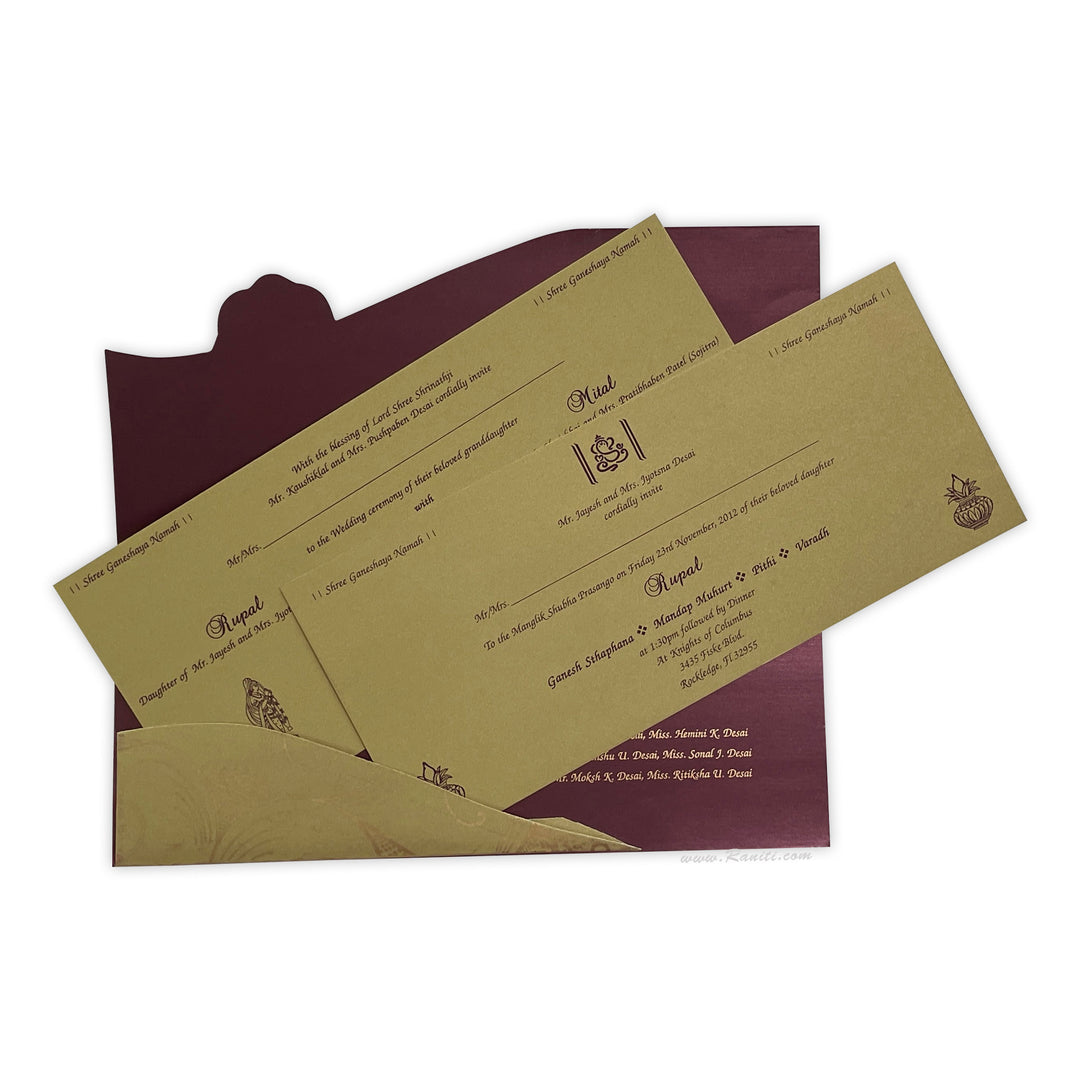 His and Her Purple and Golden Custom Invitation Card, Bride & Groom Set Custom Invitation AM-422  Raniti LLC - Custom Invitations & Stationery