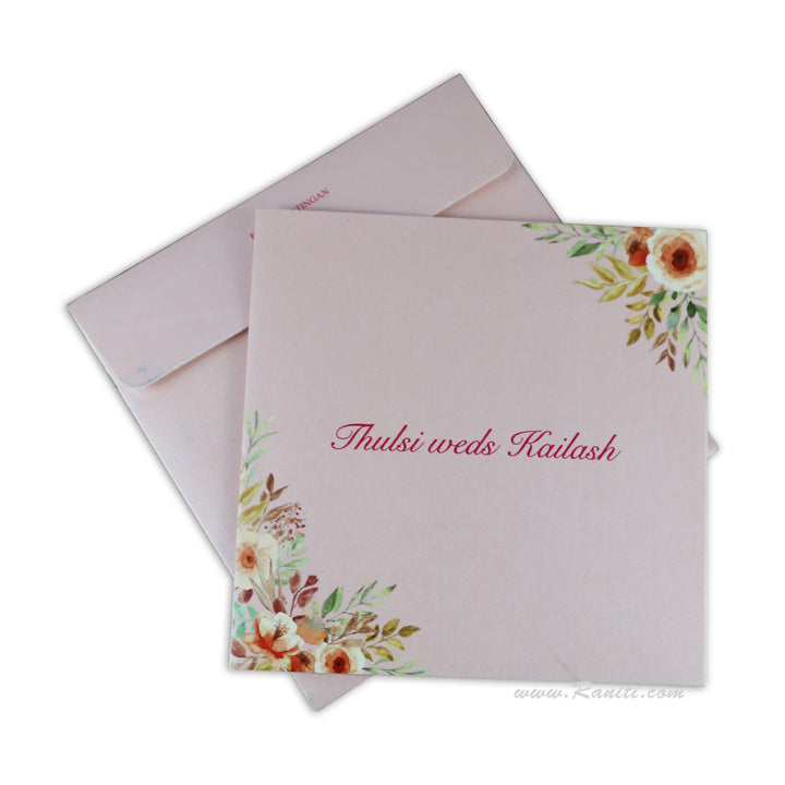 Floral Custom Wedding Invitation Card | Flower Print Pink Custom Invitation Card with Multiple Inserts AM-440  Raniti LLC - Custom Invitations & Stationery