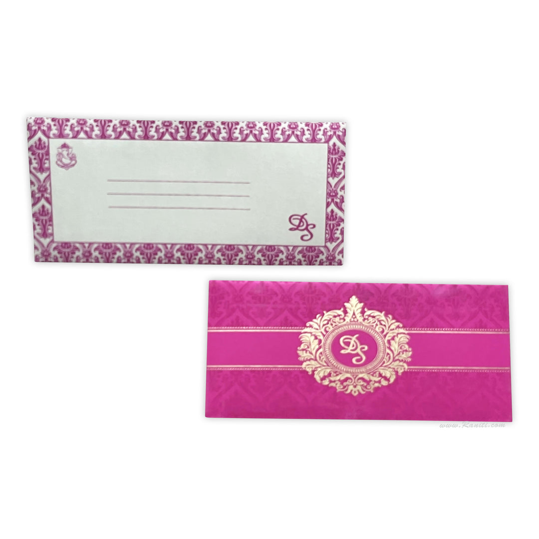 Fuchsia Pink and white Damask Theme Rectangle Custom Invitation Card Multiple Inserts AM-465