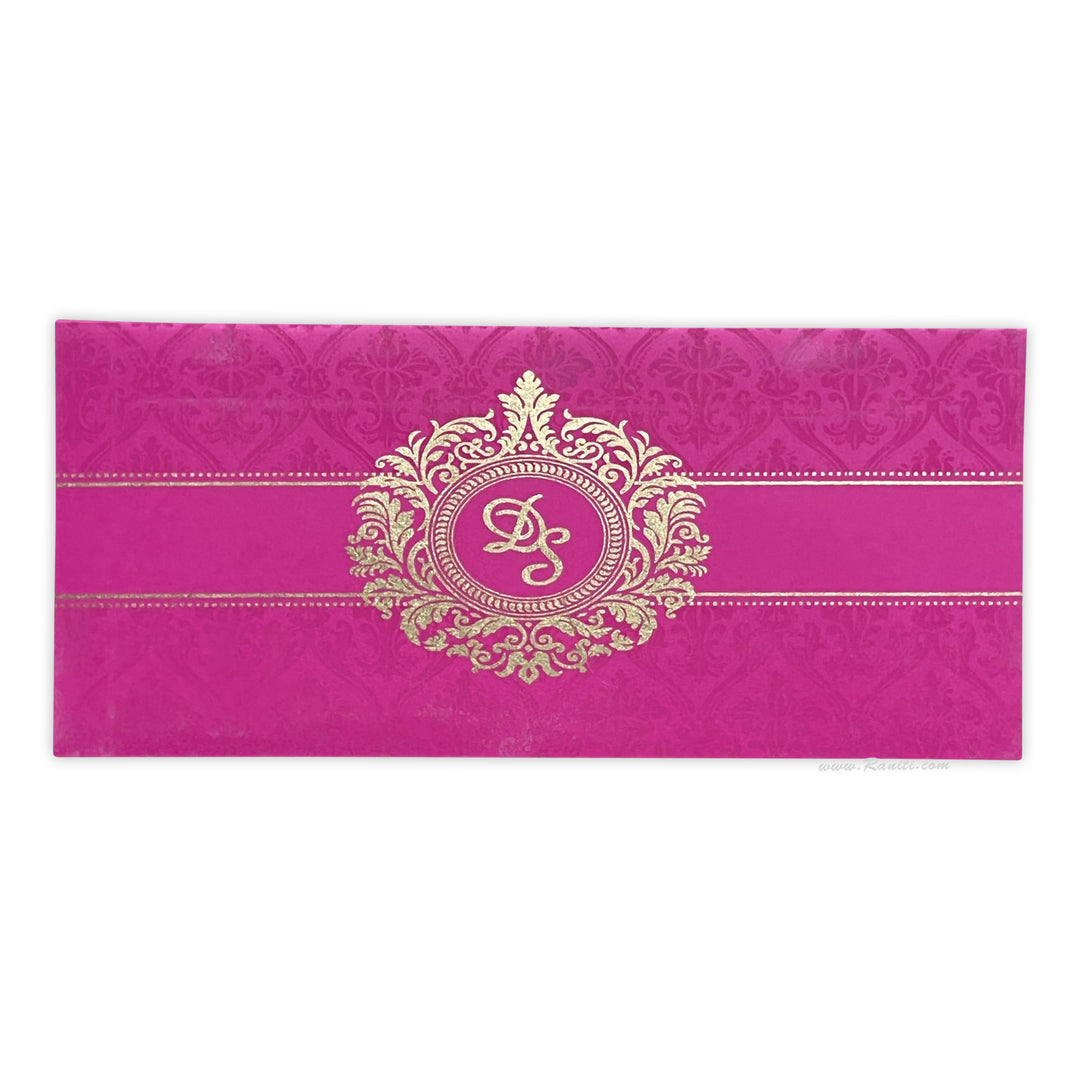 Fuchsia Pink and white Damask Theme Rectangle Custom Invitation Card Multiple Inserts AM-465