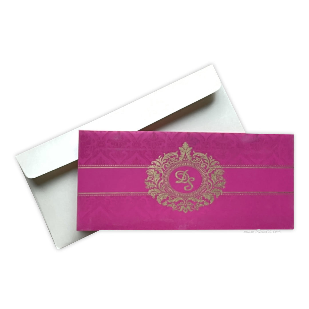 Fuchsia Pink and white Damask Theme Rectangle Custom Invitation Card Multiple Inserts AM-465