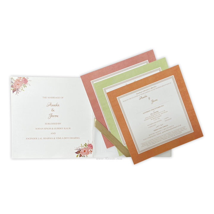 Rustic Floral Custom Invitation & Foil Print Classic Custom Wedding Invitation Card AM-467  Raniti LLC - Custom Invitations & Stationery