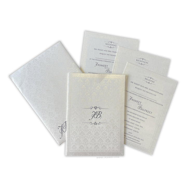 Custom Classic Invitation Card with Multiple Inserts | White Wedding Invitation Card AM-47  Raniti LLC - Custom Invitations & Stationery