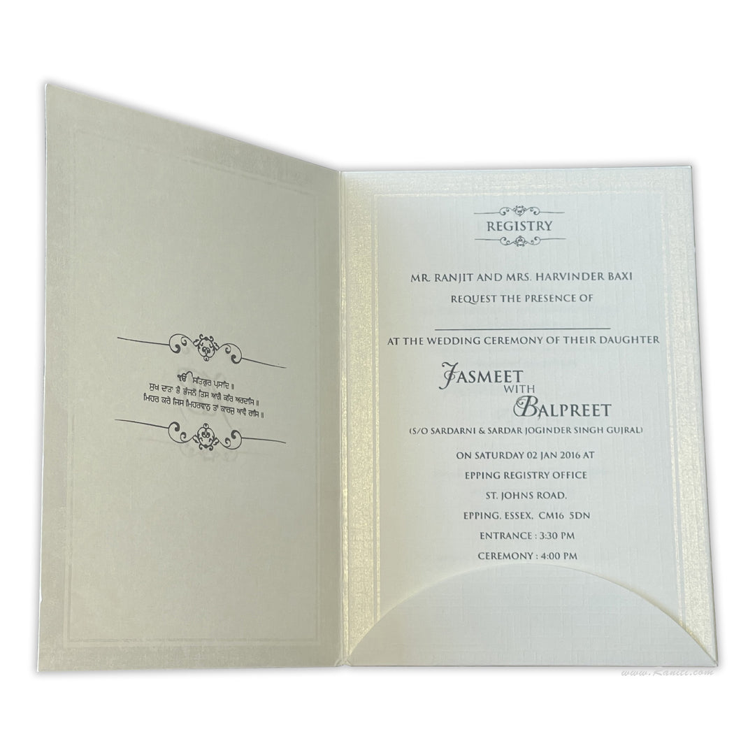 Custom Classic Invitation Card with Multiple Inserts | White Wedding Invitation Card AM-47  Raniti LLC - Custom Invitations & Stationery