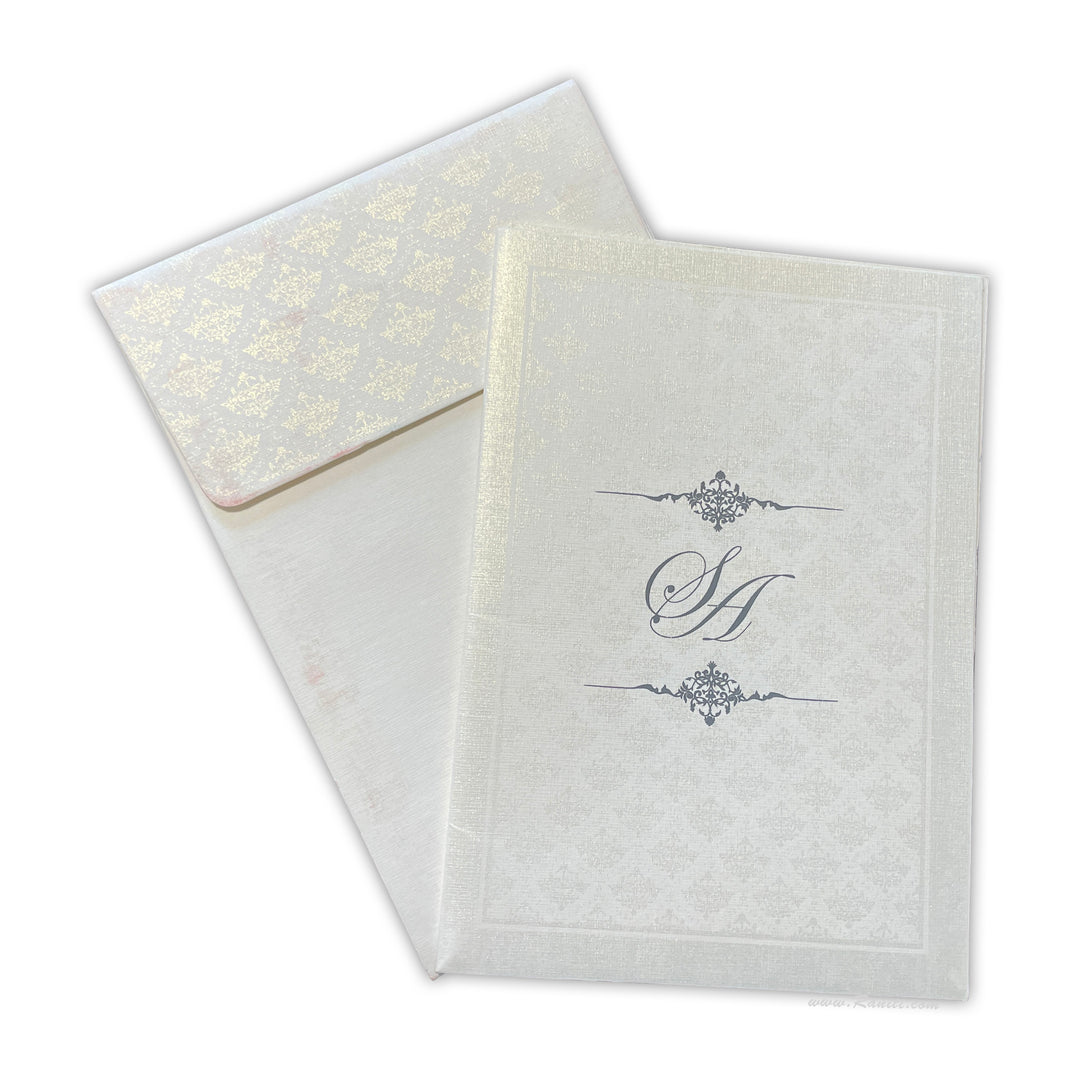 Custom Classic Invitation Card with Multiple Inserts | White Wedding Invitation Card AM-47  Raniti LLC - Custom Invitations & Stationery