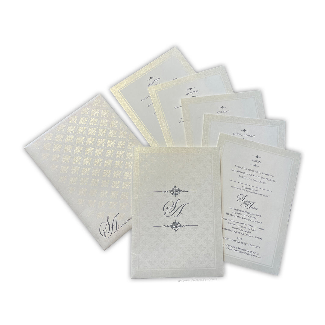 Custom Classic Invitation Card with Multiple Inserts | White Wedding Invitation Card AM-47  Raniti LLC - Custom Invitations & Stationery