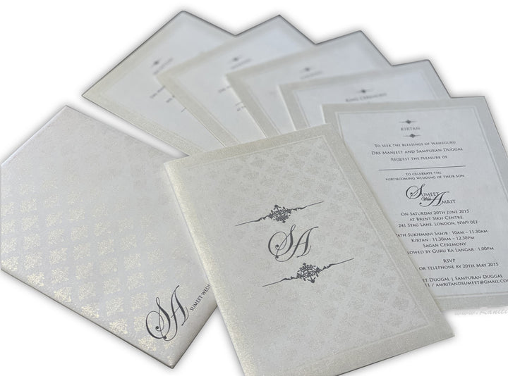 Custom Classic Invitation Card with Multiple Inserts | White Wedding Invitation Card AM-47  Raniti LLC - Custom Invitations & Stationery