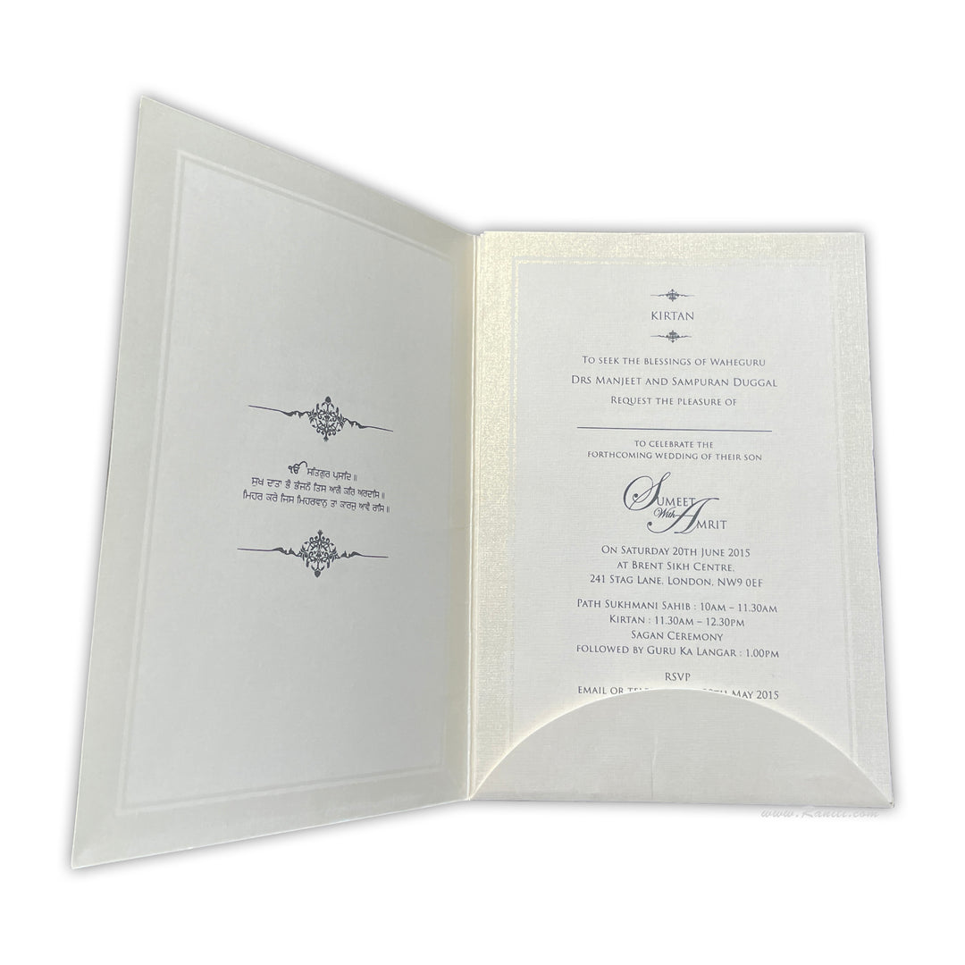 Custom Classic Invitation Card with Multiple Inserts | White Wedding Invitation Card AM-47  Raniti LLC - Custom Invitations & Stationery