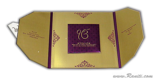 Purple and Golden Square Custom Wedding Invitation Card with Unique style inserts AM-494  Raniti LLC - Custom Invitations & Stationery