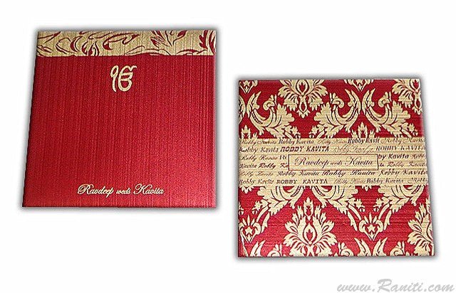 Red Square Custom Wedding Invitation Card with Multiple Cascading Inserts AM-532  Raniti LLC - Custom Invitations & Stationery