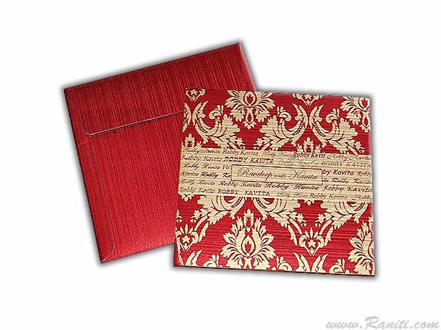 Red Square Custom Wedding Invitation Card with Multiple Cascading Inserts AM-532  Raniti LLC - Custom Invitations & Stationery