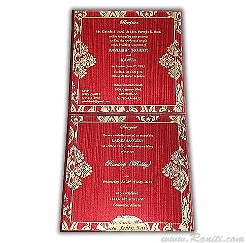 Red Square Custom Wedding Invitation Card with Multiple Cascading Inserts AM-532  Raniti LLC - Custom Invitations & Stationery