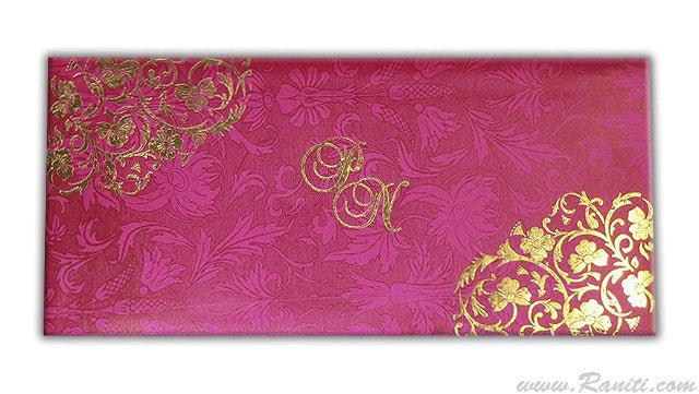 Fuchsia Pink Custom Wedding Invitation Card with Damask and Foil Print designs AM-549