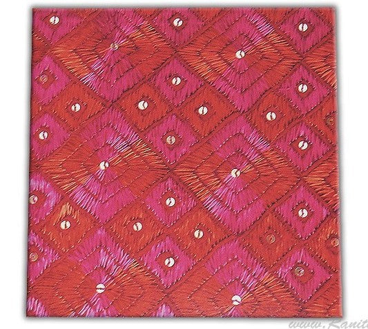 Phulkari Print Print Traditional Sikh Wedding Invitation Card | Indian Wedding card AM-554  Raniti LLC - Custom Invitations & Stationery