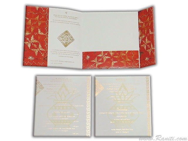 Phulkari Print Print Traditional Sikh Wedding Invitation Card | Indian Wedding card AM-554  Raniti LLC - Custom Invitations & Stationery