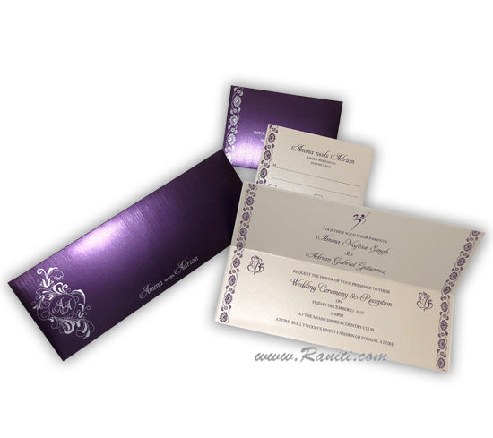 Purple Wedding Invitation Card, Traditional Wedding Invitation AM-586  Raniti LLC - Custom Invitations & Stationery