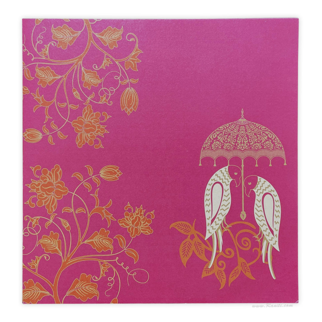 Vintage Love Birds Fuchsia Pink and Pearl White Custom Wedding Invitation Card AM-67S  Raniti LLC - Custom Invitations & Stationery