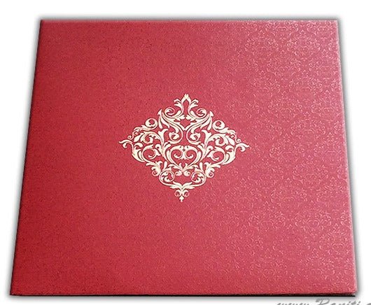 Damask Print Red Custom Invitation Card | Wedding Invitation Card with Multiple Inserts AM-98  Raniti LLC - Custom Invitations & Stationery