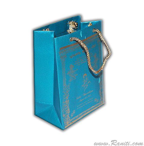 Blue Personalized Paper Bag - Custom Wedding Gift bags | Guest Welcome Bags AMGB-12  Raniti LLC - Custom Invitations & Stationery