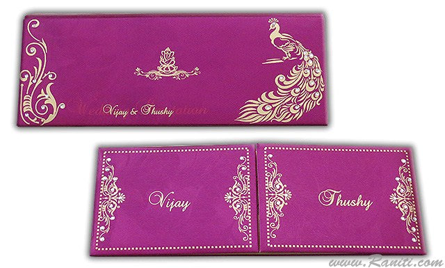 Gatefold Fuchsia Pink Custom Invitations Card AMH-144 | Raniti LLC - Custom Invitations & Stationery  | premium wedding invitation card design | custom wedding invites 