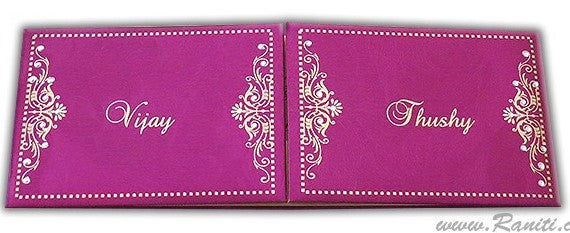 Gatefold Fuchsia Pink Custom Invitations Card AMH-144 | Raniti LLC - Custom Invitations & Stationery | premium wedding cards | custom wedding cards