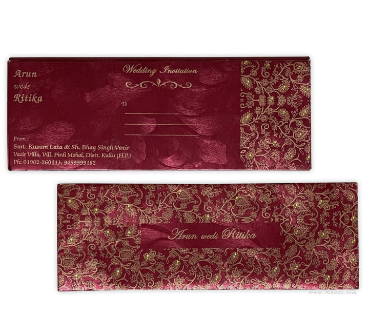 Red Custom Wedding Invitations with Multiple Inserts | Gatefold Hard Cover Red Custom Invitation Card AMH-129  Raniti LLC - Custom Invitations & Stationery