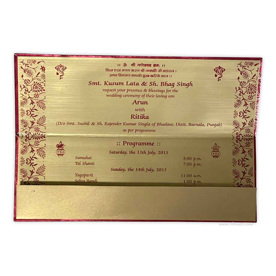 Red Custom Wedding Invitations with Multiple Inserts | Gatefold Hard Cover Red Custom Invitation Card AMH-129  Raniti LLC - Custom Invitations & Stationery