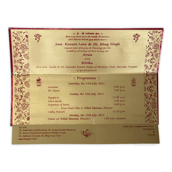 Red Custom Wedding Invitations with Multiple Inserts | Gatefold Hard Cover Red Custom Invitation Card AMH-129  Raniti LLC - Custom Invitations & Stationery