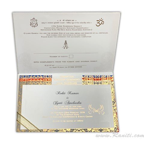 Paisley Theme White Classic His & Her Series Custom Invitation Card with Cascading Inserts AMH-168  Raniti LLC - Custom Invitations & Stationery