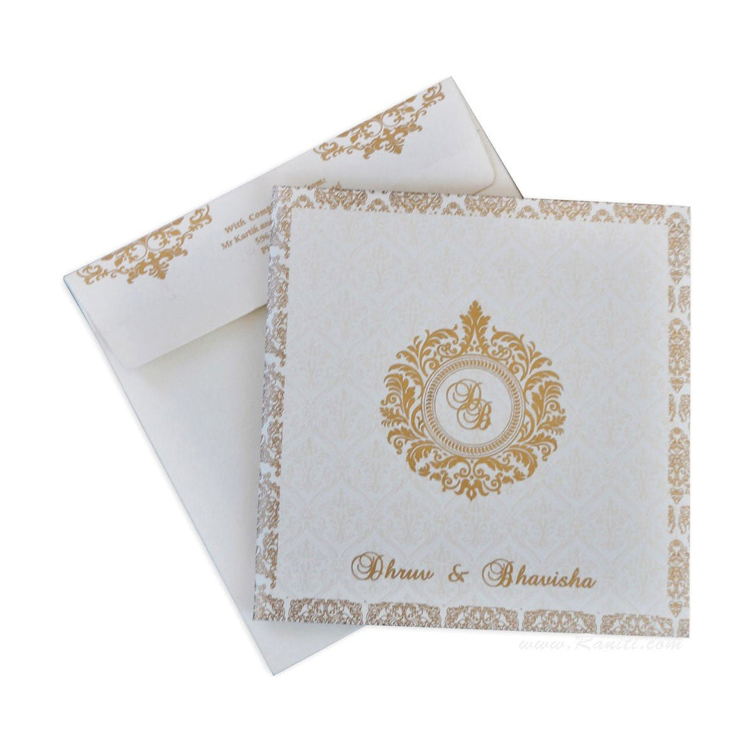 Classic Square Heavyback White Custom Invitation Card | Classic White Custom Invitation Card with Multiple Inserts AMH-197  Raniti LLC - Custom Invitations & Stationery