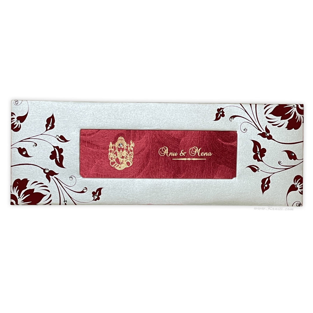 Custom Wedding Invitation card in red and pearl white | Custom Invitation Card with Multiple inserts AMH-20  Raniti LLC - Custom Invitations & Stationery