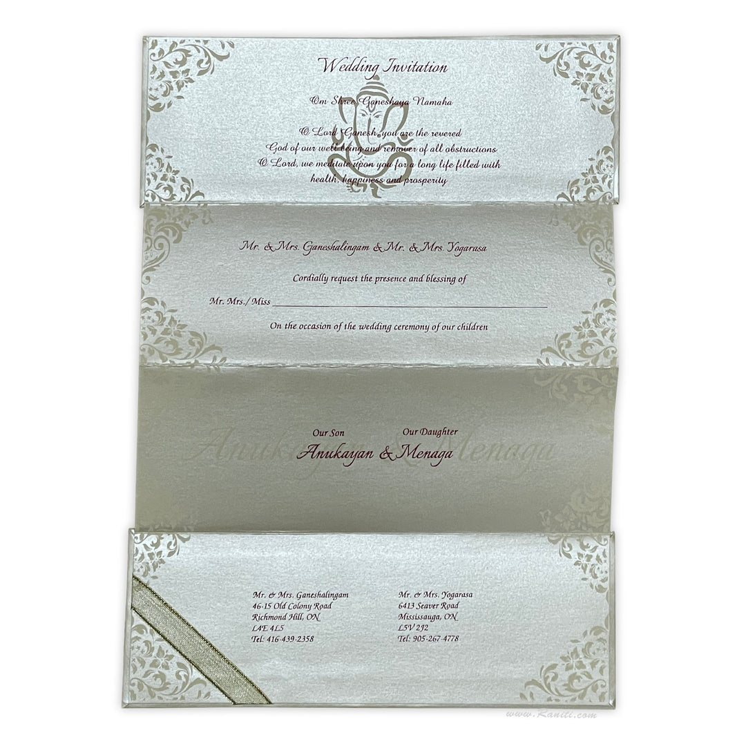 Custom Wedding Invitation card in red and pearl white | Custom Invitation Card with Multiple inserts AMH-20  Raniti LLC - Custom Invitations & Stationery