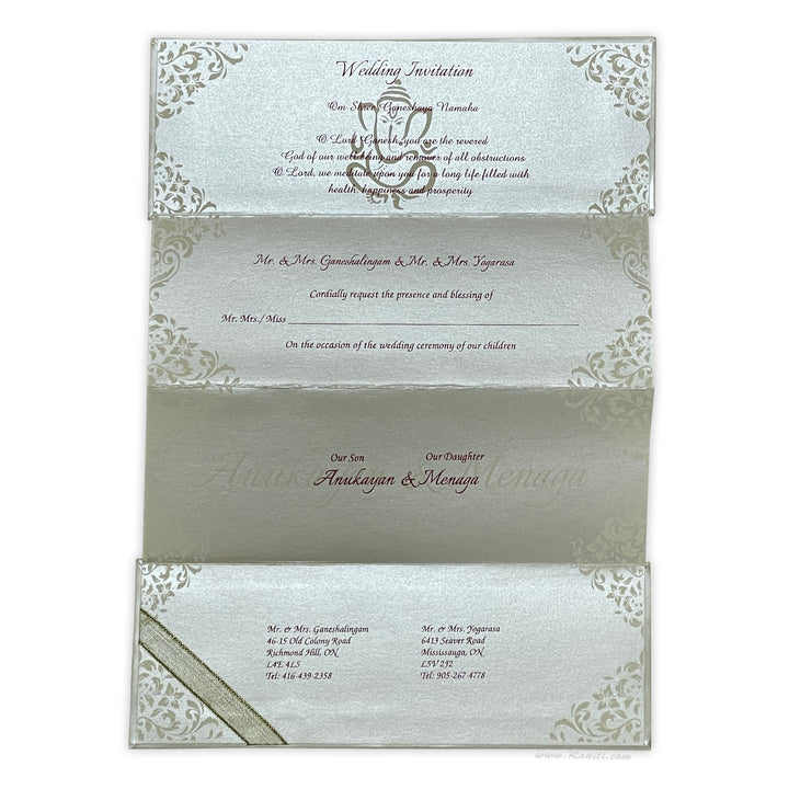 Custom Wedding Invitation card in red and pearl white | Custom Invitation Card with Multiple inserts AMH-20  Raniti LLC - Custom Invitations & Stationery