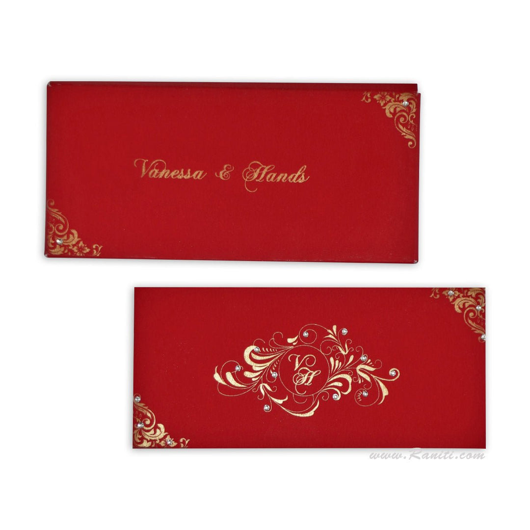 Bifold Hard Cover Red Custom Invitation Card AMH-24 | Raniti LLC