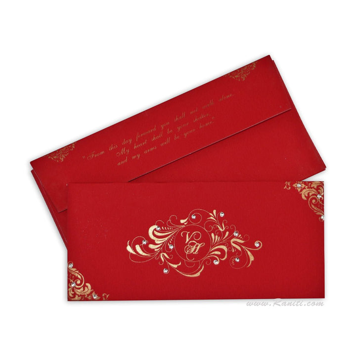 Bifold Hard Cover Red Custom Invitation Card AMH-24 | Raniti LLC