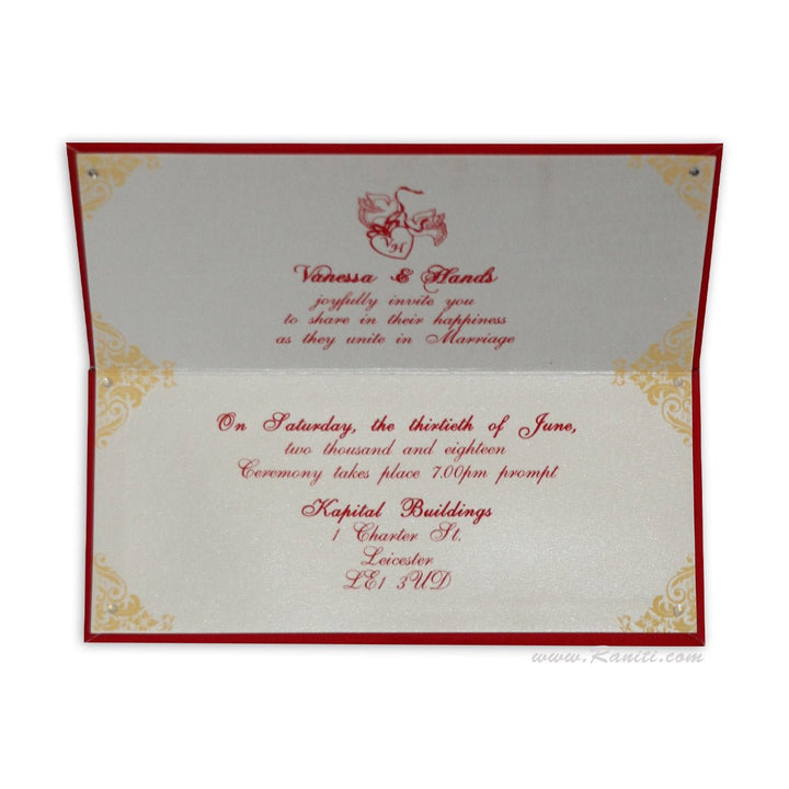 Bifold Hard Cover Red & White Custom Invitation Card AMH-24 | Raniti LLC