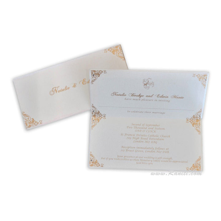 Classic White Custom Invitations AMH-24 | Raniti LLC