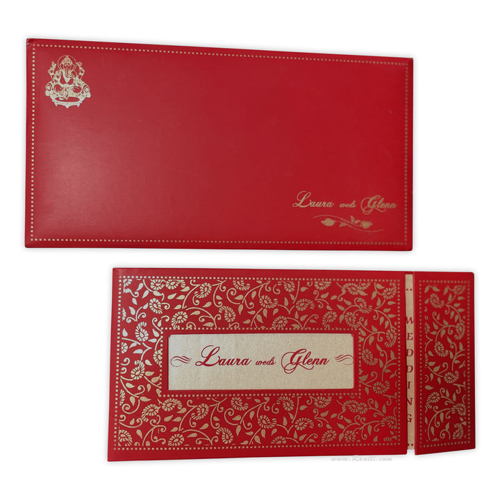 Red Traditional Hard Cover Gatefold Custom Invitation Card with Multiple Inserts AMH-44  Raniti LLC - Custom Invitations & Stationery