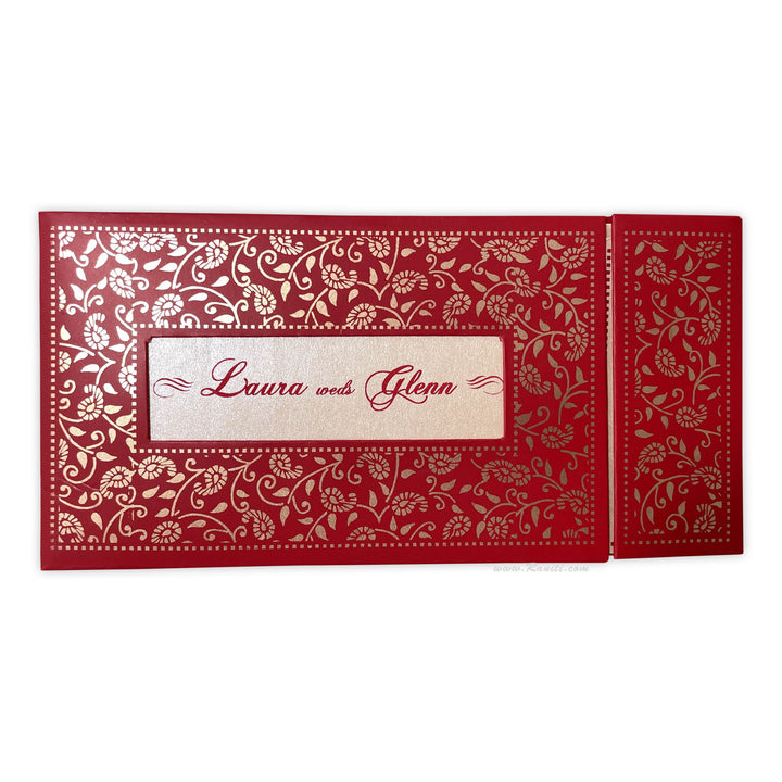 Red Traditional Hard Cover Gatefold Custom Invitation Card with Multiple Inserts AMH-44  Raniti LLC - Custom Invitations & Stationery