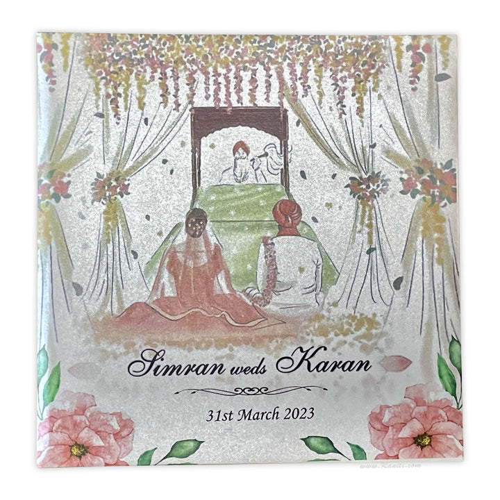 Rustic Floral Print Classic Custom Sikh Wedding Invitation Card | Floral Invitation Card AMH-50  Raniti LLC - Custom Invitations & Stationery