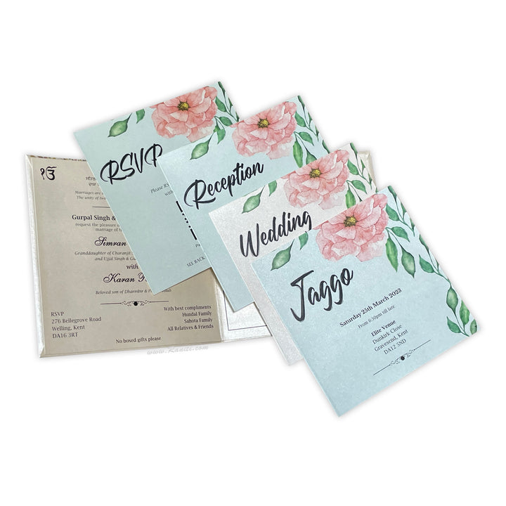 Rustic Floral Print Classic Custom Sikh Wedding Invitation Card | Floral Invitation Card AMH-50  Raniti LLC - Custom Invitations & Stationery