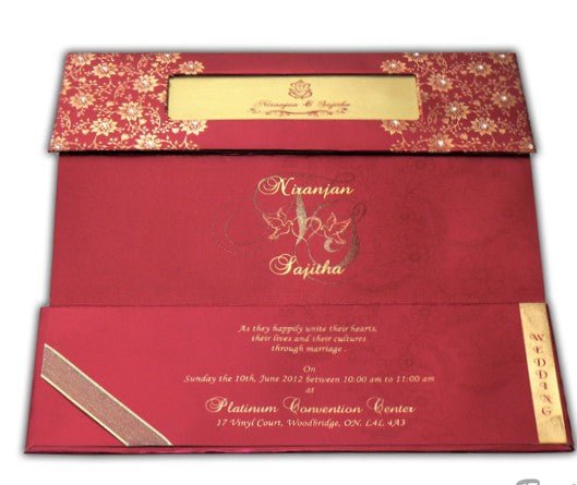 Custom Wedding Invitation card in red and gold | Custom Invitation Card with Multiple inserts AMH-129  Raniti LLC - Custom Invitations & Stationery